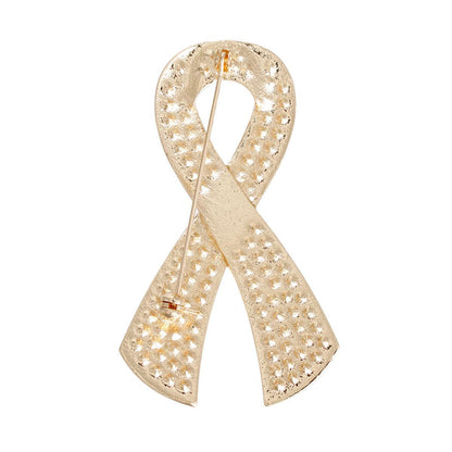 Gold and Pink Ribbon Brooch for Women: Get Yours Today!