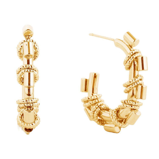 Gold Finish Small Stack Rings Earrings: Classic and Versatile
