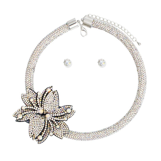 Grab the Latest Dazzling Aurora Borealis Flower Necklace Set