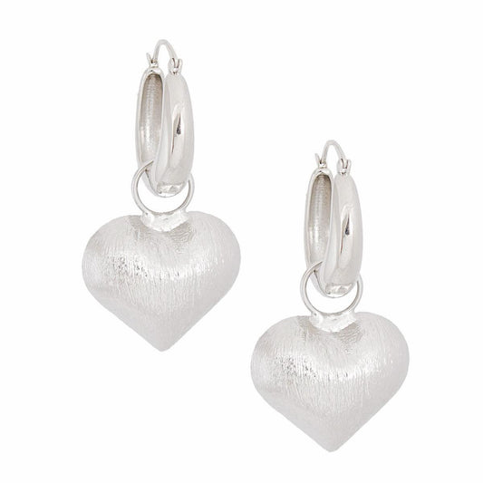 Heartfelt Style: Silver Puffed Heart Earrings: Women's Fashion Jewelry