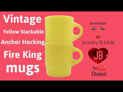 Vintage Yellow Stackable Anchor Hocking Fire King Mugs - jewelrybubble YouTube video