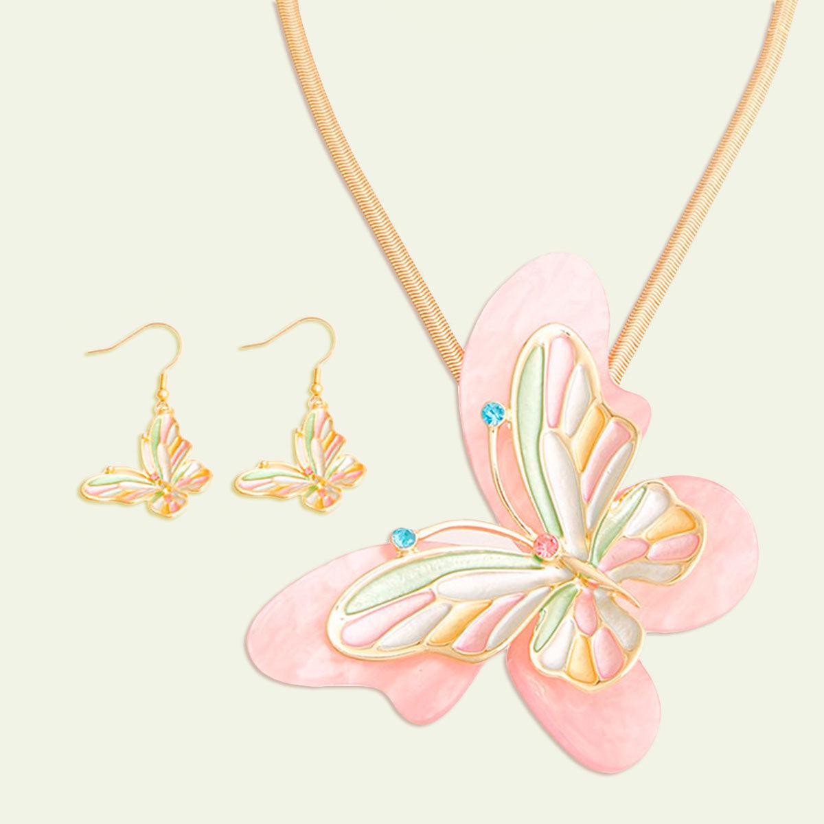 Lovely Butterfly Pendant Necklace Set: Flutter into Style