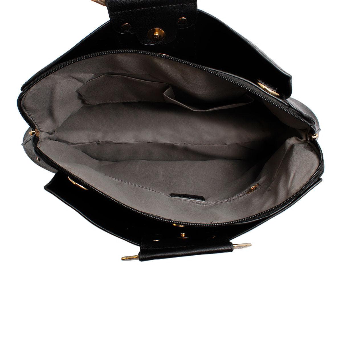 Luxe Black Rigid Top Handle Handbag: Sophisticated Style for Women