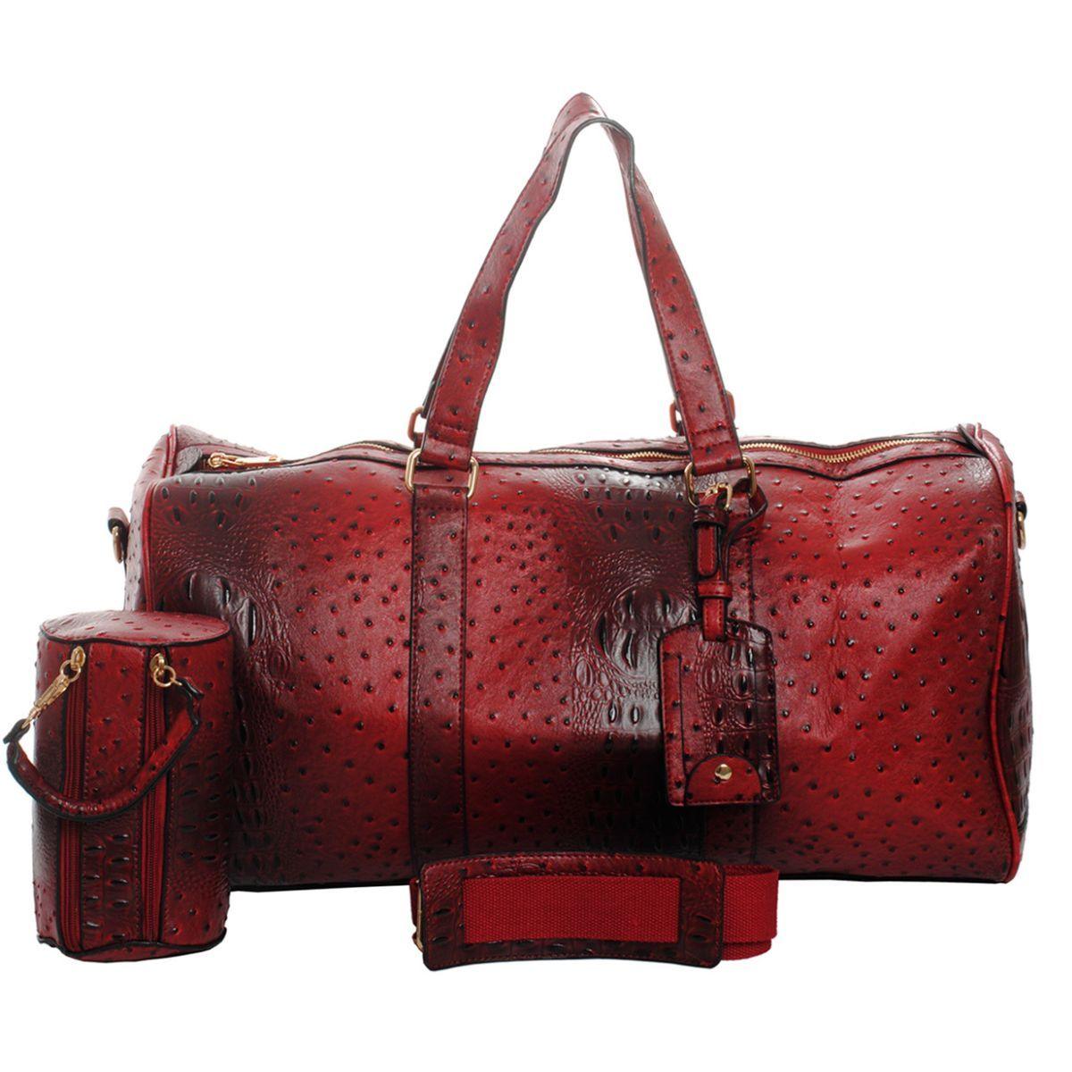 Make a Fashion Statement with Women's Red Duffle Bag Set