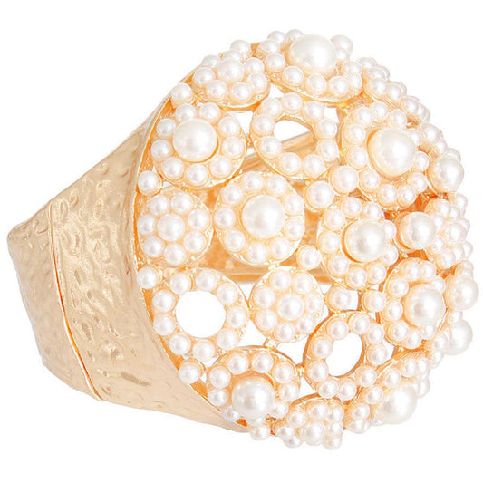 Make a Statement: Must-Have Gold & Cream Chunky Domed Bracelet