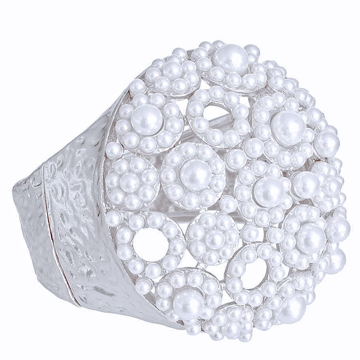 Make a Statement: Must-Have Silver & White Chunky Domed Bracelet