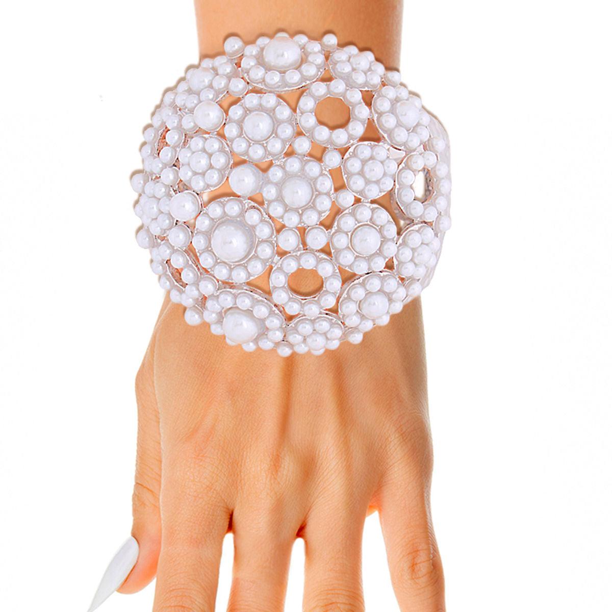 Make a Statement: Must-Have Silver & White Chunky Domed Bracelet