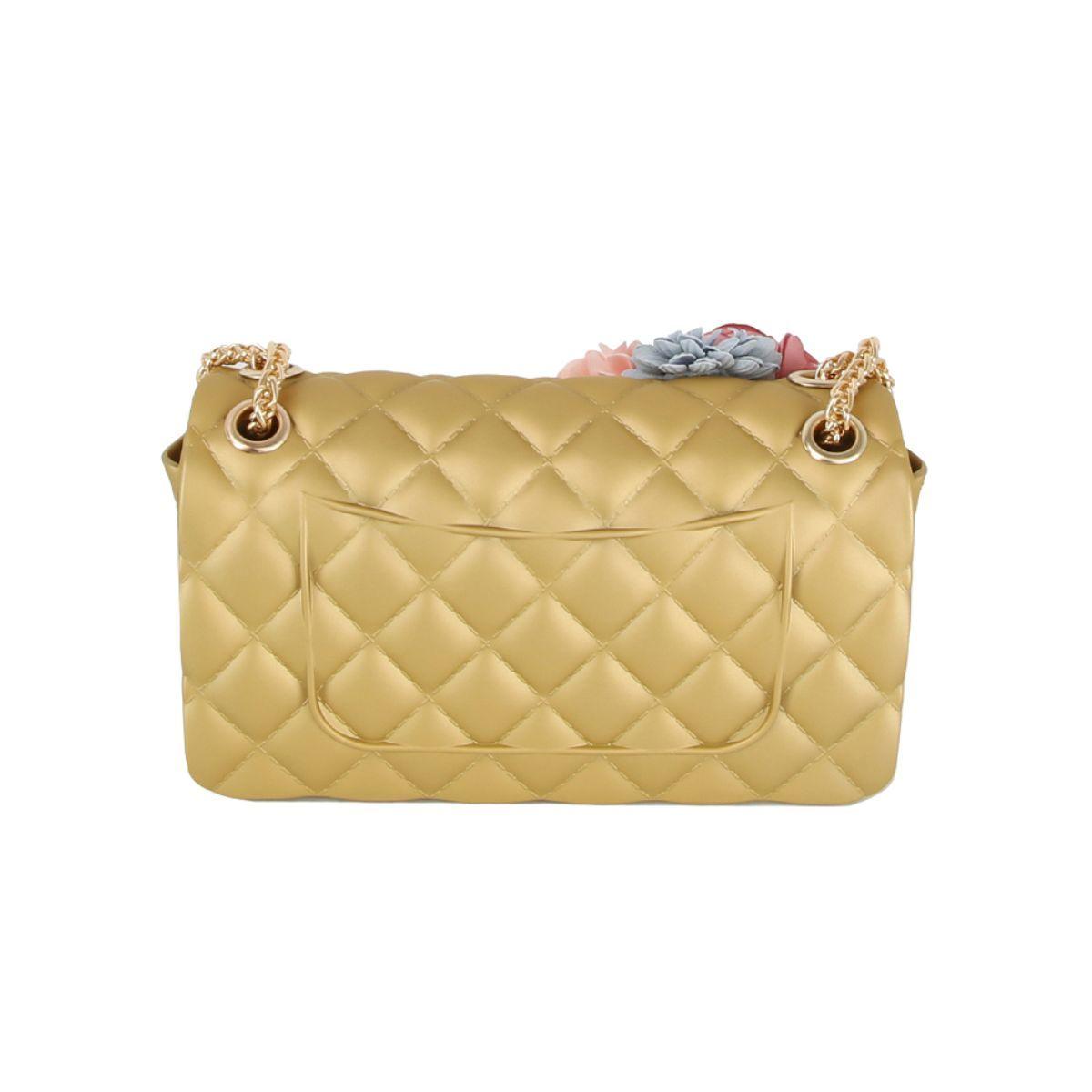 Make a Statement with a Stunning Gold Quilted Jelly Crossbody Mini Bag