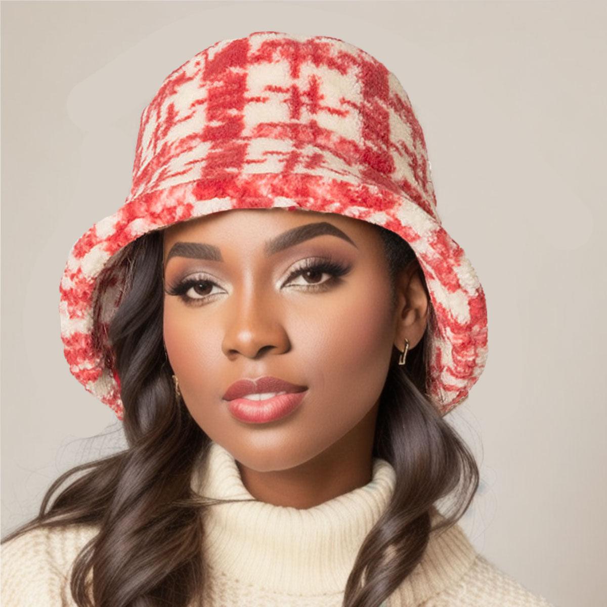 Make a Style Statement: Plaid Print Sherpa Bucket Hat for Women
