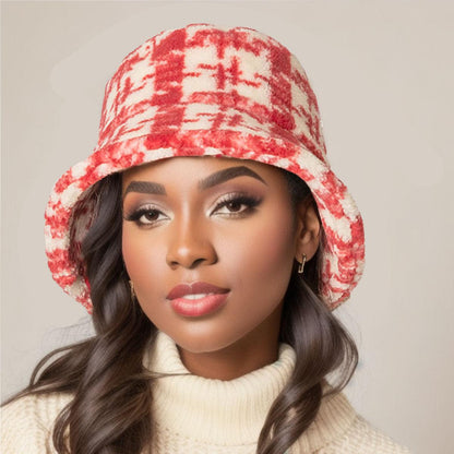 Make a Style Statement: Plaid Print Sherpa Bucket Hat for Women