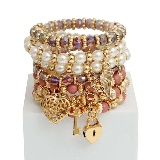 Mulberry and Faux Pearl Love Charm Bracelets - Shop Now!