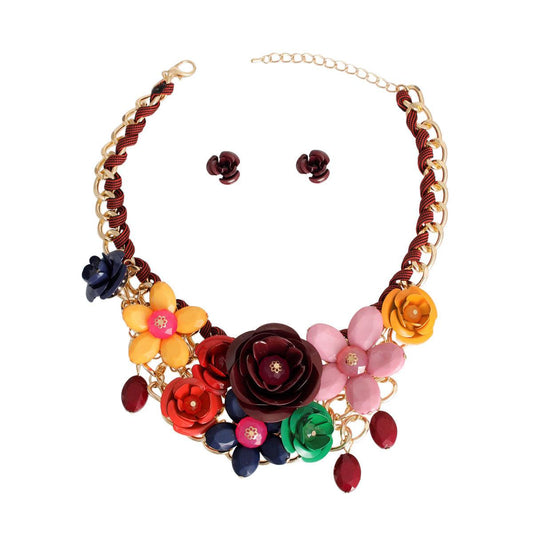 Multicolor Bloom Collar Necklace Set: Your Stylish Statement Piece