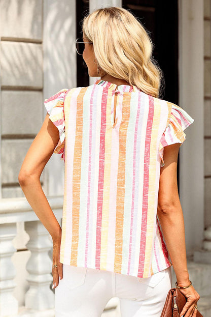 Multicolor Striped Cap Sleeve Blouse: Stylish & Comfortable Fashion