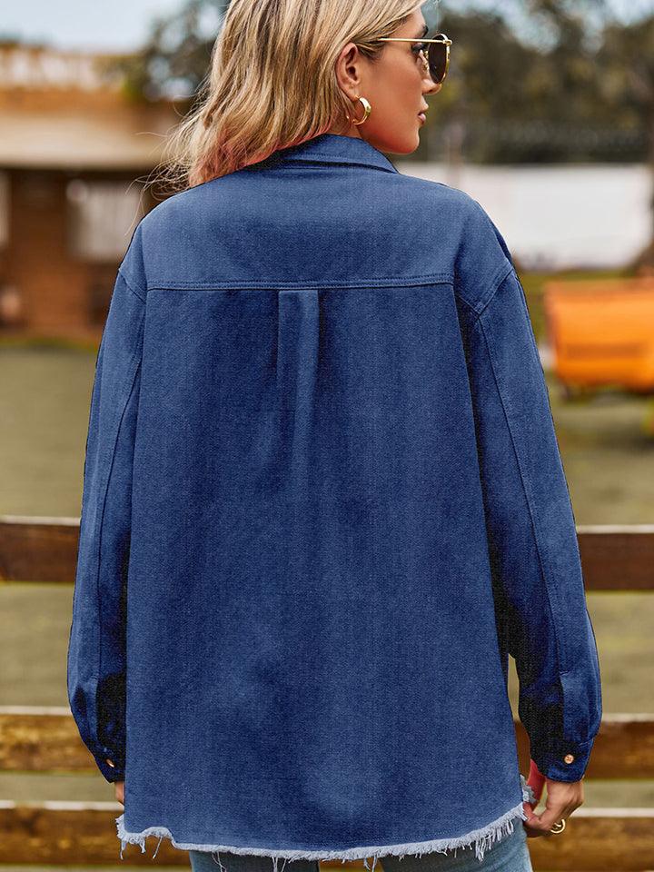 Must-Have Raw Hem Denim Jacket for Women - Perfect Blend of Style and Comfort