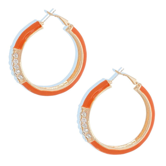 Orange and Gold Rhinestone Hoop Earrings: Your New Go-To Accessory
