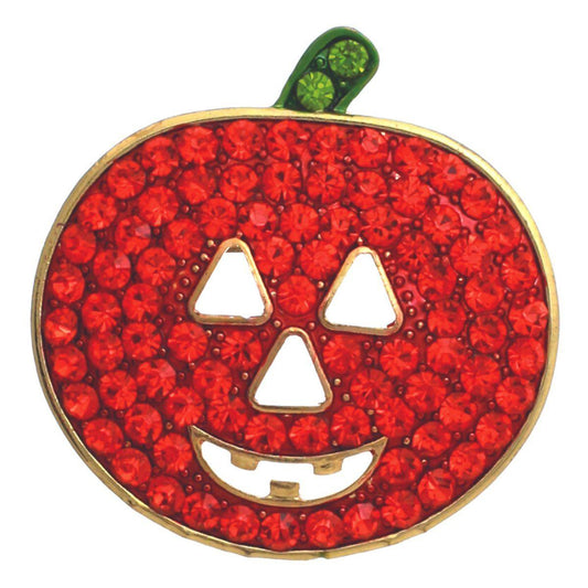 Orange Jack O Lantern Brooch Pin - Halloween Costume Accessory