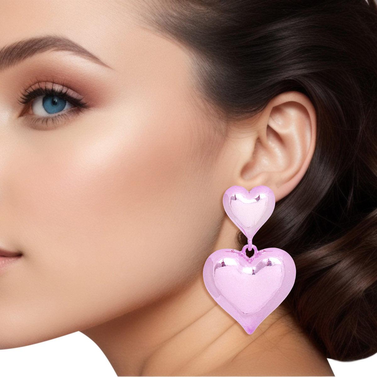 Pink Dangle Heart Earrings: A Must-Have for Romantic Ensembles