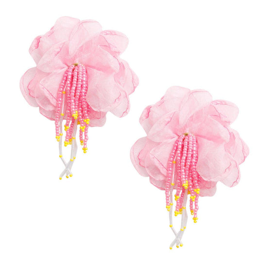 Pink Flower Bead Drop Earrings: Your New Style Statement