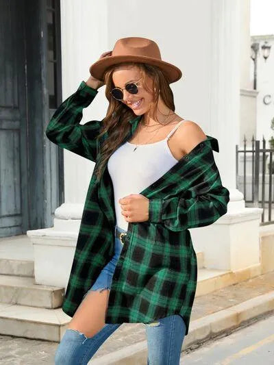 Plaid Button Up Shirt for Relaxed Style: Dropped Shoulder Design