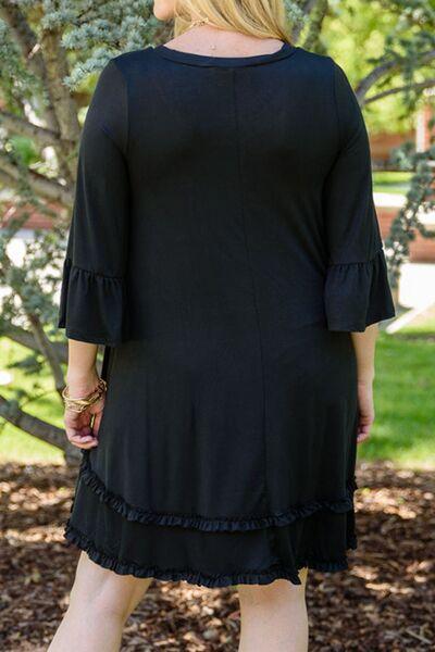 Plus Size Fashion: Frill Trim Flounce Sleeve Mini Dress