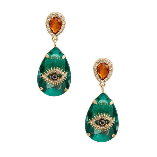 Protect Your Fashion Vibe: Shop Green Evil Eye Drop[ Earrings Now!