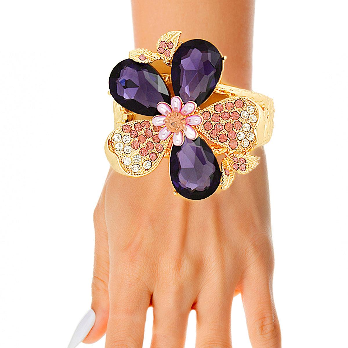 Purple/Gold Flower Bracelet to Adorn Your Wrist