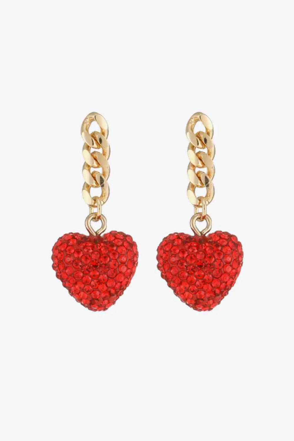 Put Some Love in Your Look with Red Heart Gold Chain Earrings