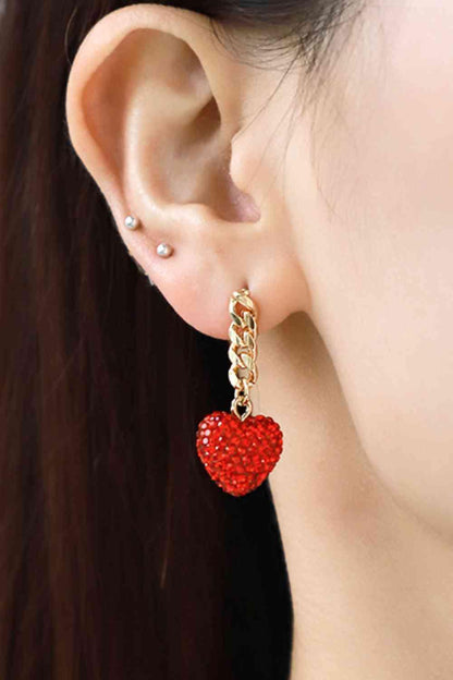 Put Some Love in Your Look with Red Heart Gold Chain Earrings