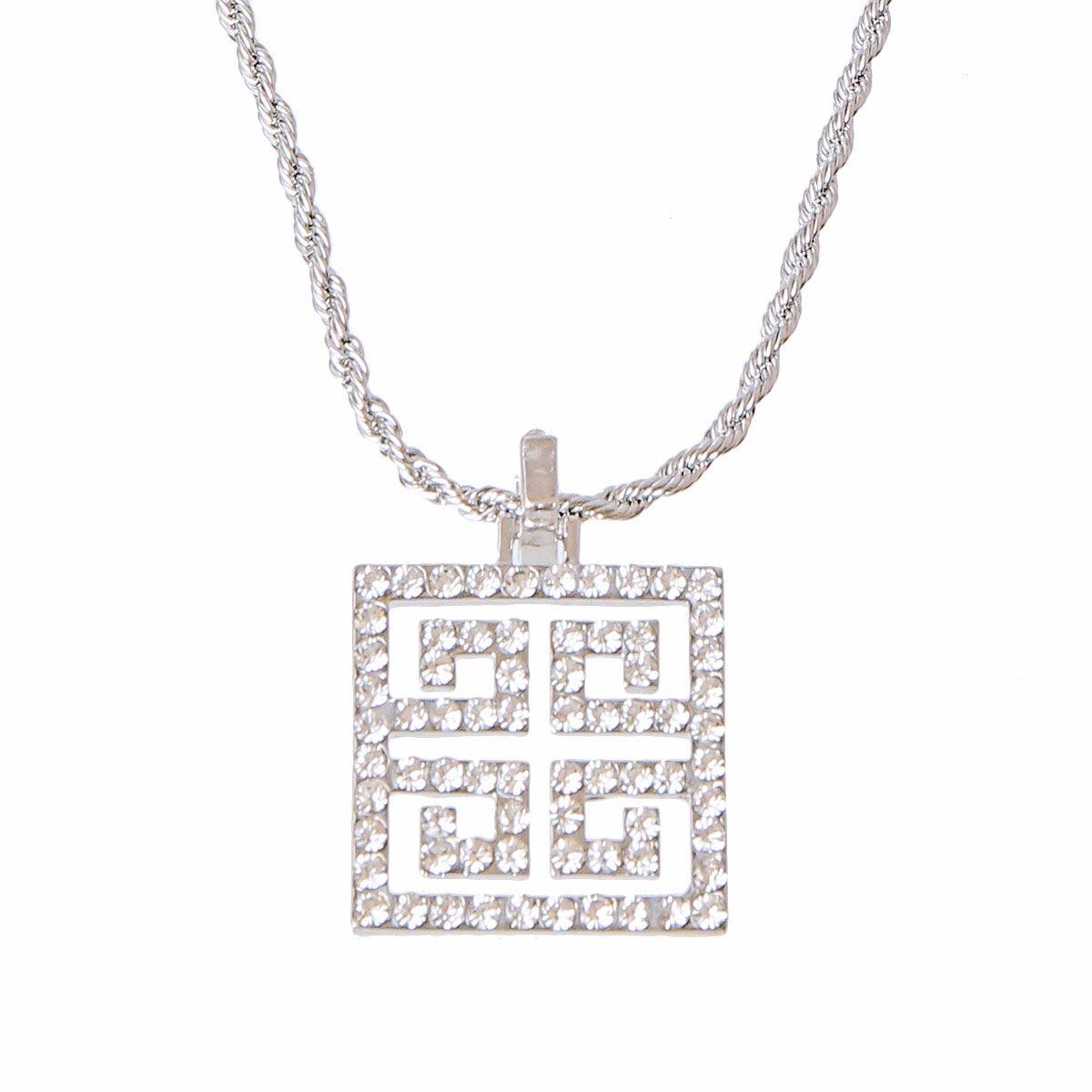Shine Bright: Silver Rhinestone Pendant Chain Necklace