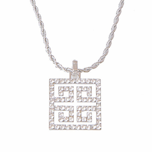 Shine Bright: Silver Rhinestone Pendant Chain Necklace
