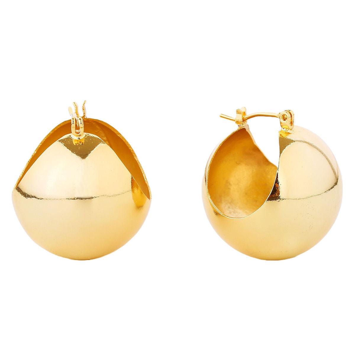 Shine Bright: Stunning Large Gold Finish Wide Ball Earrings