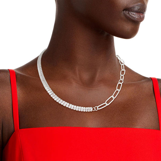 Shine Bright with Cubic Zirconia Silver Necklace: Fashion Jewelry