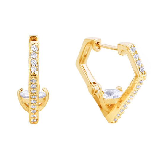 Shine in Style: Stunning CZ Diamond Design Huggie Hoops with Gold Finish