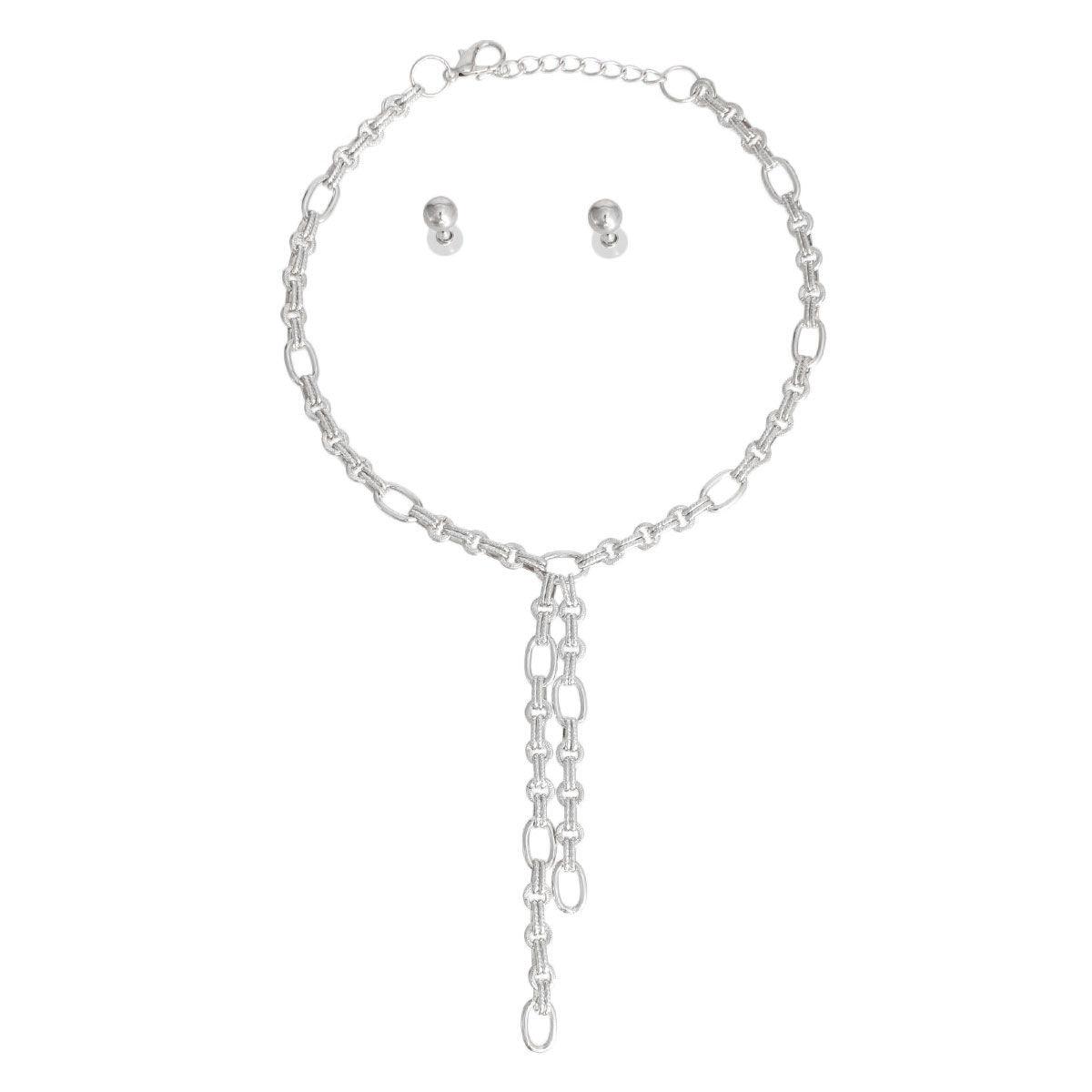 Shop Cool Style Silver Finish Lariat Necklace Set - Limited Stock!
