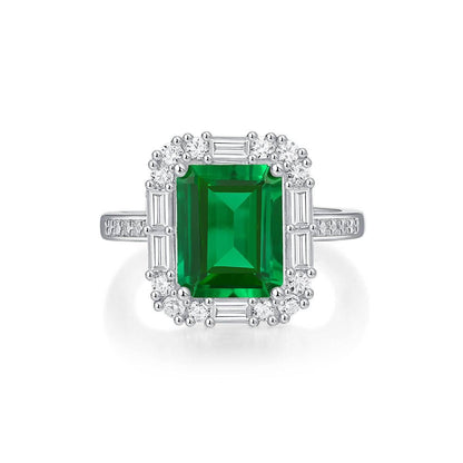 Shop Green Rectangle Silver Plated Ring - Adjustable and Elegant