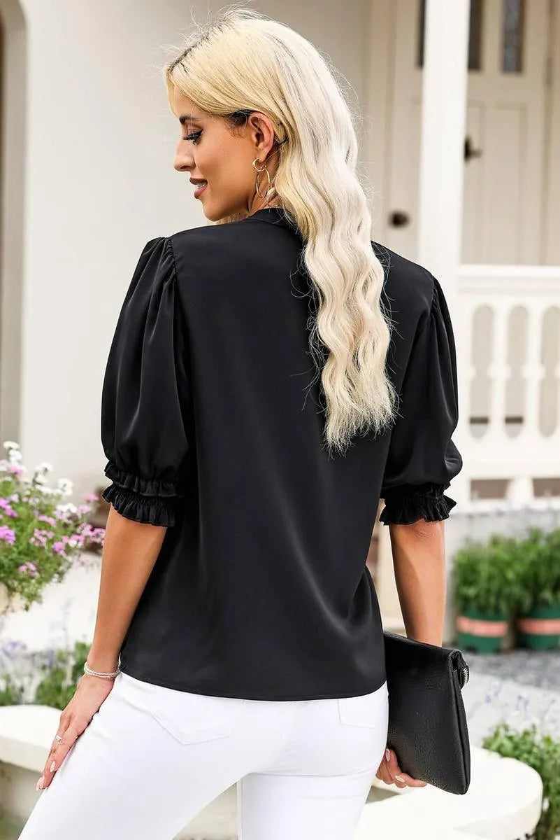 Shop Our Smock Sleeve V Neck Top for a Chic Look