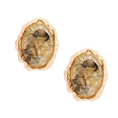 Shop Stylish Gold Tone Oval Studs: Textured Metal & Resin Accents