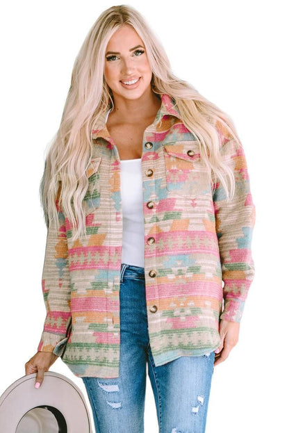 Shop Stylish Ladies Multicolor Shacket – Get the Perfect Blend of Comfort and Fashion!