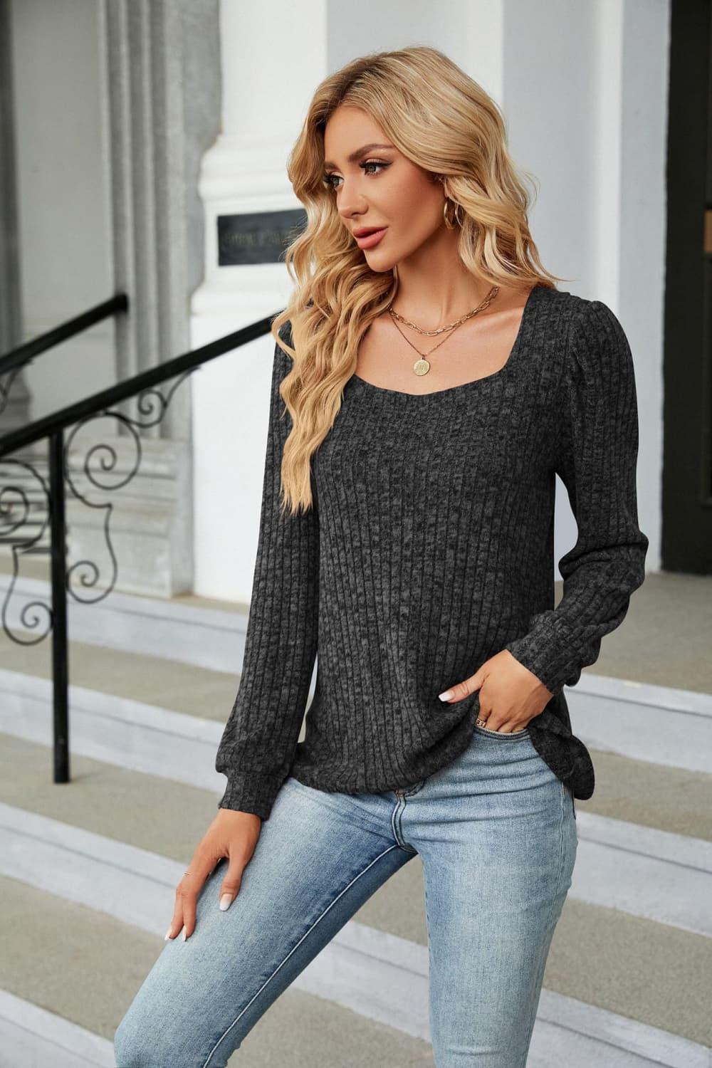 Shop the Perfect Ribbed Square Neck Top for Effortless Style