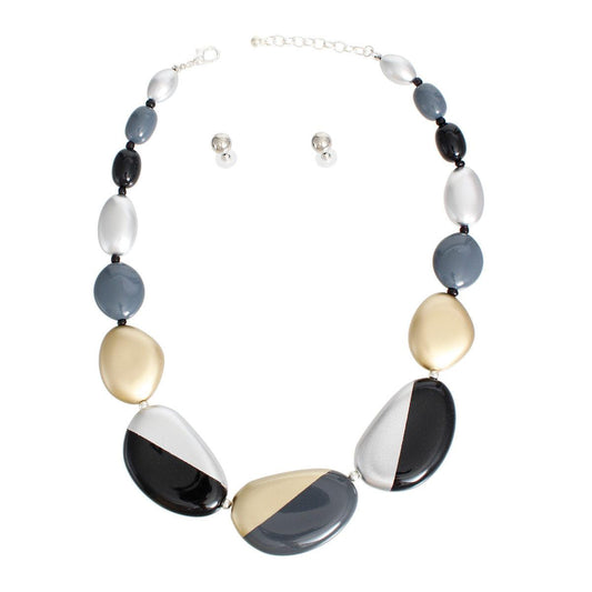 Shop the Trend: Black & Multi Colors Pebble Necklace Set
