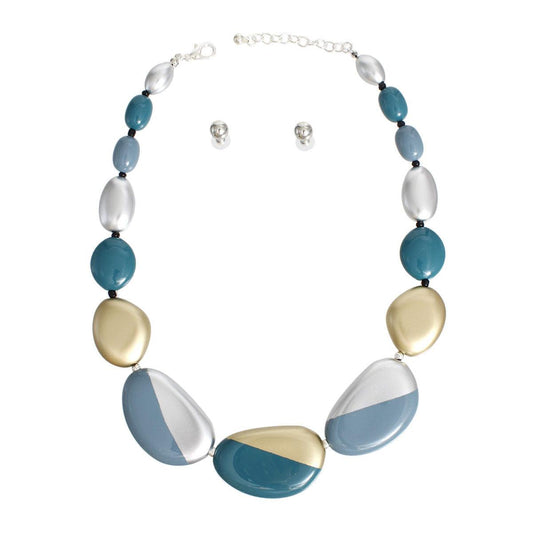 Shop the Trend: Blue & Multi Colors Pebble Necklace Set