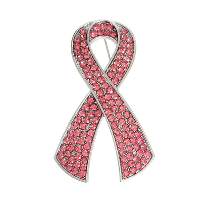 Silver and Pink Ribbon Brooch for Women: Get Yours Today!