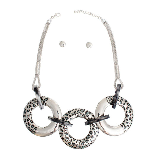Silver Fashion Jewelry: Leopard Ring Collar Necklace Set: Make a Bold Fashion Statement