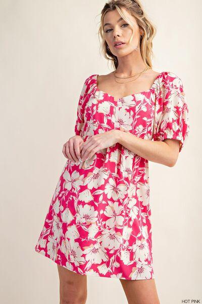 Sizzle in Style: Hot Pink Floral Mini Dress