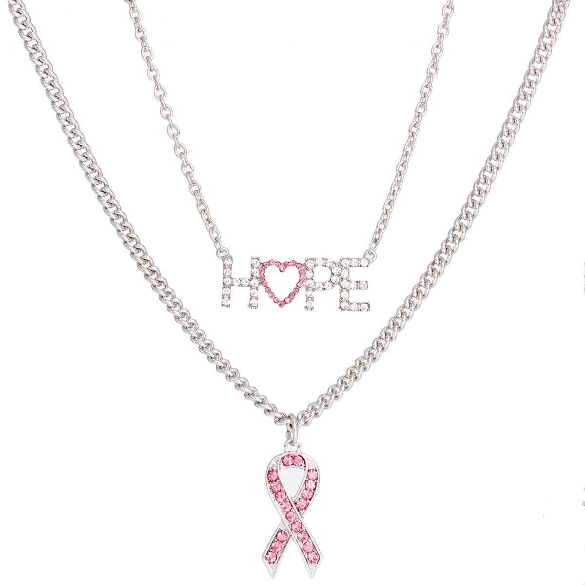 Spark Confidence and Awareness with a Pink Silver Hope and Ribbon Necklace