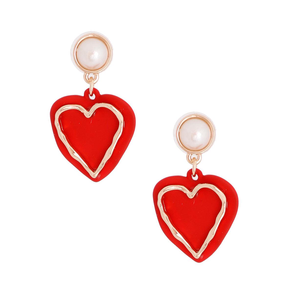 Spark Romance with Stunning Red Heart Drop Earrings