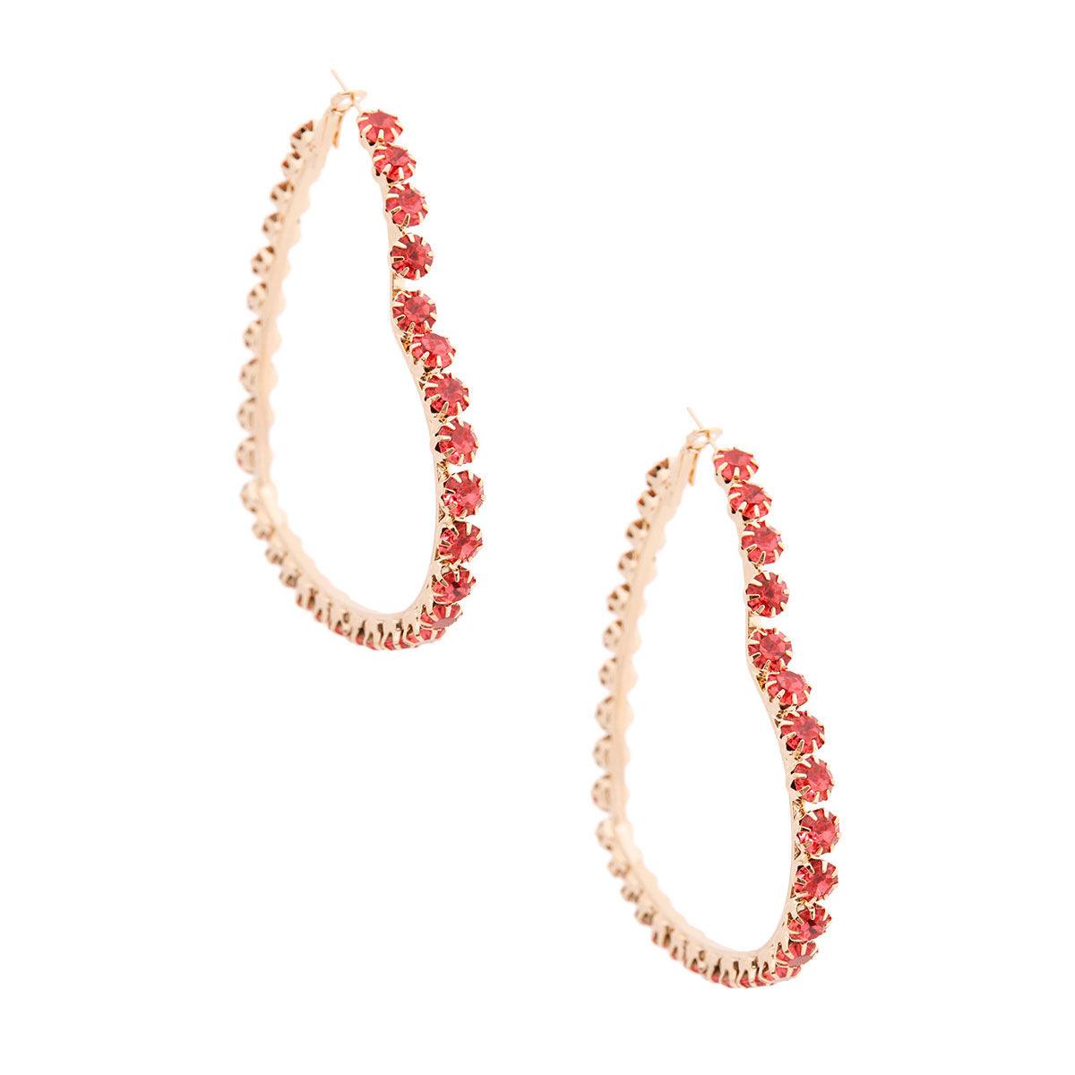 Sparkle & Shine with Pink Crystal Heart Hoop Earrings - Shop Now!