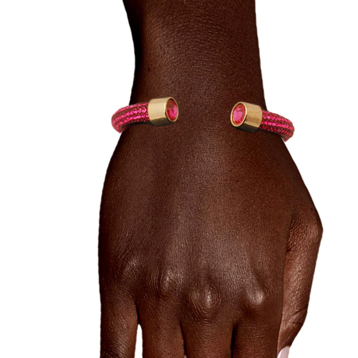 Sparkle in Style: Pink Rhinestone Cuff Bangle Bracelet