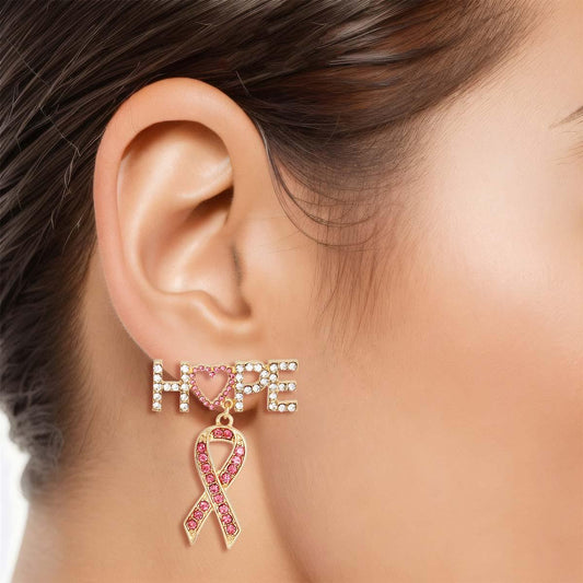 Sparkling Hope Ribbon Drop Earrings: Elevate Your Style with Fashion Jewelry
