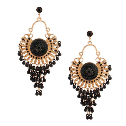 Stand Out from the Crowd with Black Beaded Chandelier Earrings